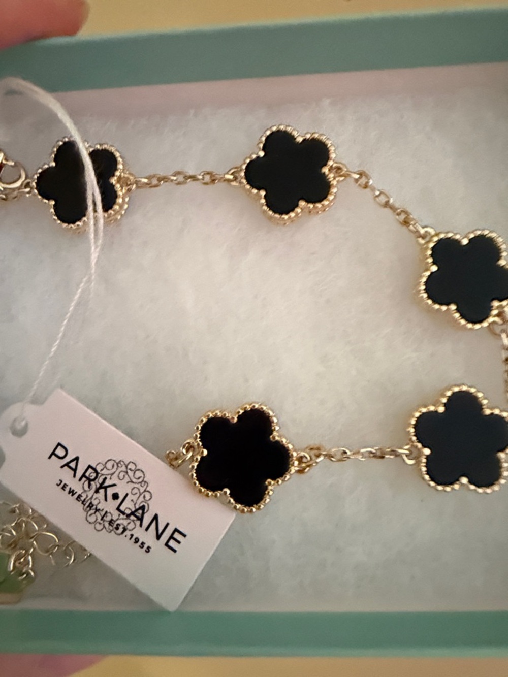 Park Lane Gold Bracelet with Black Clover Motifs ivy